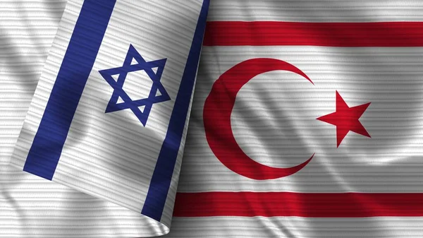 República Turca Del Norte Chipre Israel Tela Bandera Realista Textura —  Fotos de Stock