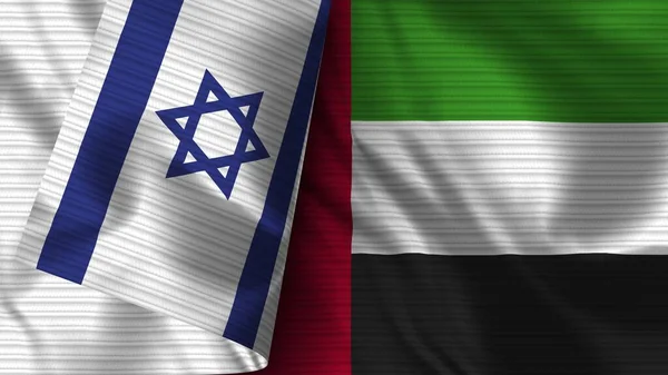 Emiratos Arap Unidos Israel Tela Bandera Realista Textura Ilustración — Foto de Stock