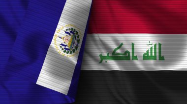 Irak ve El Salvador Gerçekçi Bayrak Kumaşı 3 boyutlu Görüntü
