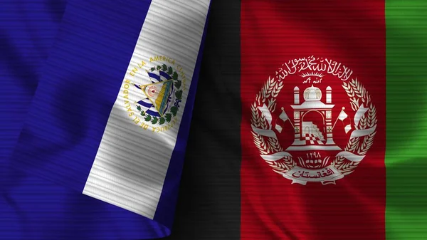 Afghanistan Salvador Realistic Flag Fabric Texture Illustration — Stock Photo, Image
