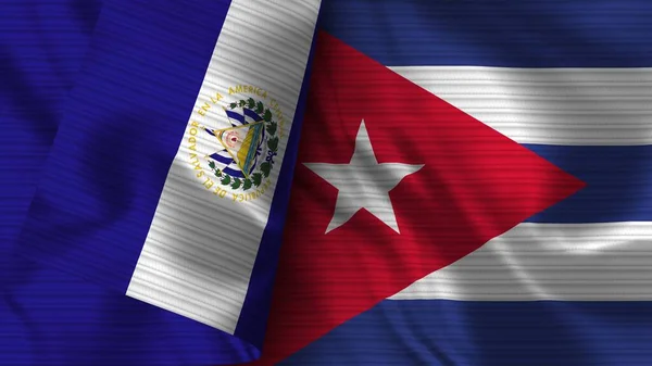 Cuba Salvador Realista Bandeira Tecido Textura Ilustração — Fotografia de Stock
