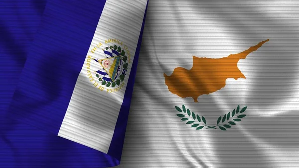 塞浦路斯和萨尔瓦多的实际国旗面料3D插图 — 图库照片