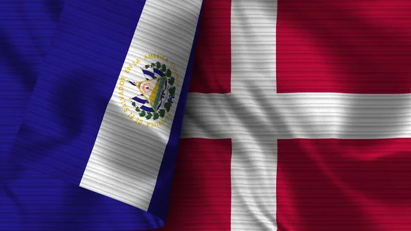 Denmark Salvador Realistic Flag Fabric Texture Illustration — Stock Photo, Image