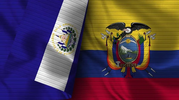 Equador Salvador Realista Bandeira Tecido Textura Ilustração — Fotografia de Stock