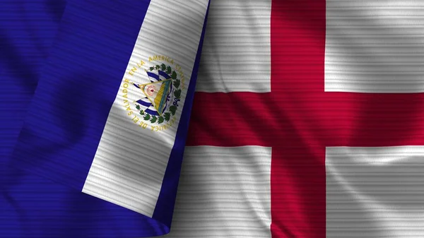 England Salvador Realistic Flag Textric Texture Illustration — Stock fotografie