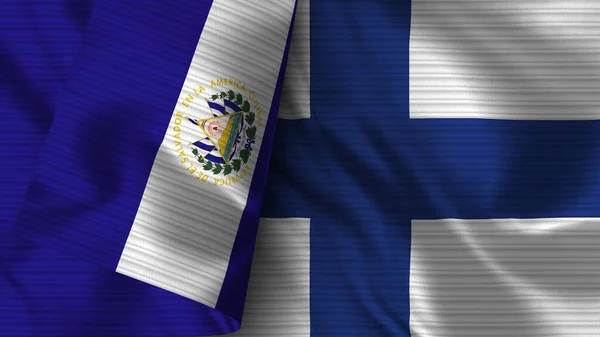 Finland Salvador Realistische Vlag Stof Textuur Illustratie — Stockfoto