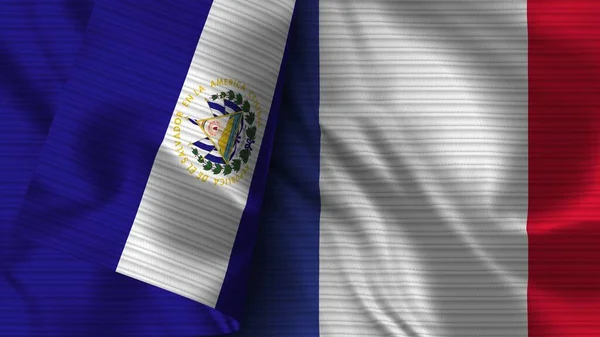 Γαλλία Και Σαλβαδόρ Ρεαλιστική Σημαία Ύφασμα Εικονογράφηση — Φωτογραφία Αρχείου