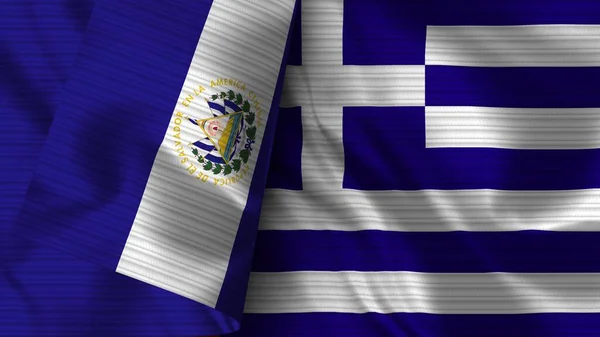 Greece Salvador Realistic Flag Fabric Texture Illustration — Stock Photo, Image