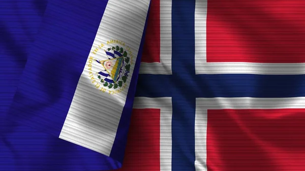 Норвегия Сальвадор Реалистичный Флаг Текстура Текстуры Иллюстрация — стоковое фото
