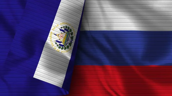 Ρωσία Και Σαλβαδόρ Ρεαλιστική Σημαία Ύφασμα Εικονογράφηση — Φωτογραφία Αρχείου