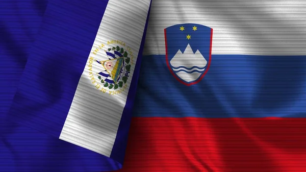 Словенія Сальвадор Реалістичний Прапор Fabric Texture Illustration — стокове фото