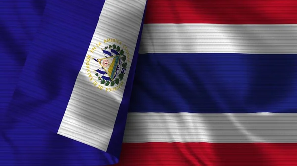 Таиланд Сальвадор Реалистичный Флаг Ткань Текстуры Иллюстрация — стоковое фото