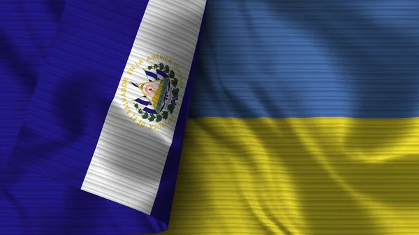 Украина Сальвадор Реалистичный Флаг Ткань Текстуры Иллюстрация — стоковое фото