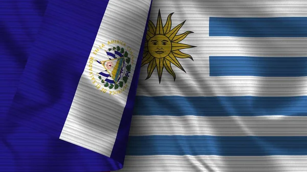 Uruguay Salvador Realistische Vlag Stof Textuur Illustratie — Stockfoto