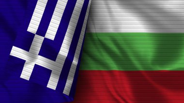 Bulgaristan ve Yunanistan Gerçekçi Bayrak Kumaşı Dokusu 3B Görüntü