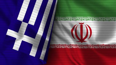 İran ve Yunanistan Gerçekçi Bayrak Kumaşı Üç Boyutlu Görüntü
