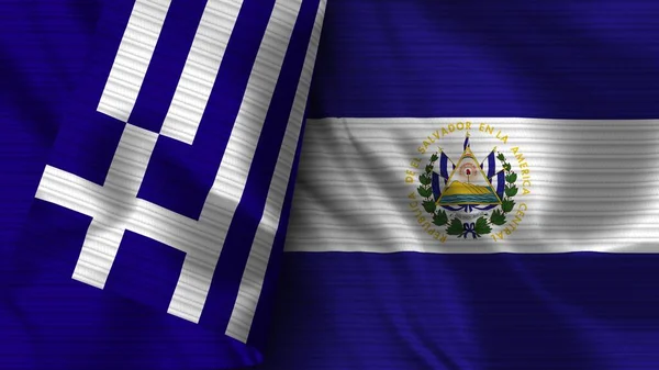 Σαλβαδόρ Και Ελλάδα Ρεαλιστική Σημαία Ύφασμα Εικονογράφηση — Φωτογραφία Αρχείου