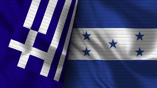 Honduras Grecja Realistyczna Flaga Tekstura Tkaniny Ilustracja — Zdjęcie stockowe