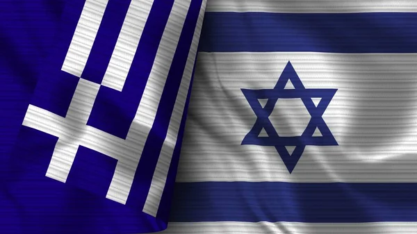 イスラエルとギリシャ Realistic Flag Fabric Texture 3Dイラスト — ストック写真