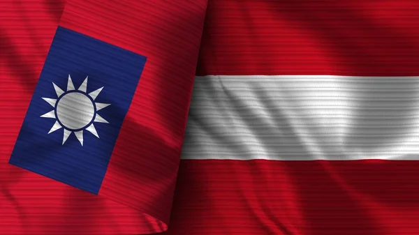 Avusturya Tayvan Gerçekçi Bayrak Kumaşı Dokusu Görüntü — Stok fotoğraf
