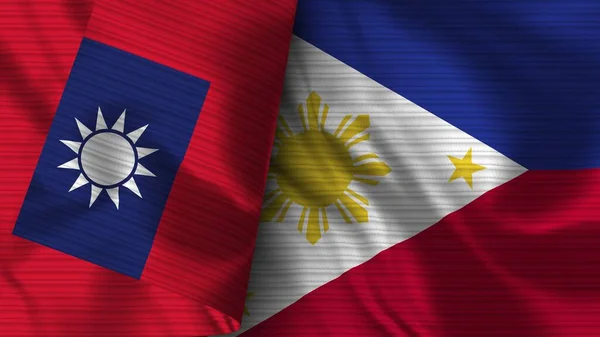 Filipinler Tayvan Gerçekçi Bayrak Kumaşı Dokusu Görüntü — Stok fotoğraf