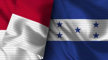 Honduras ve Endonezya Gerçekçi Bayrak Kumaşı Dokusu 3B İllüstrasyon