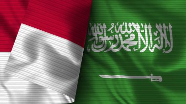 Suudi Arabistan ve Endonezya Gerçekçi Bayrak Kumaşı Üç Boyutlu Görüntü