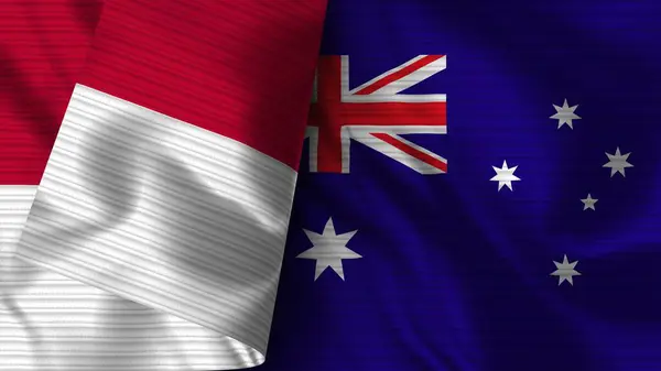 Australia Indonesia Tela Bandera Realista Textura Ilustración —  Fotos de Stock