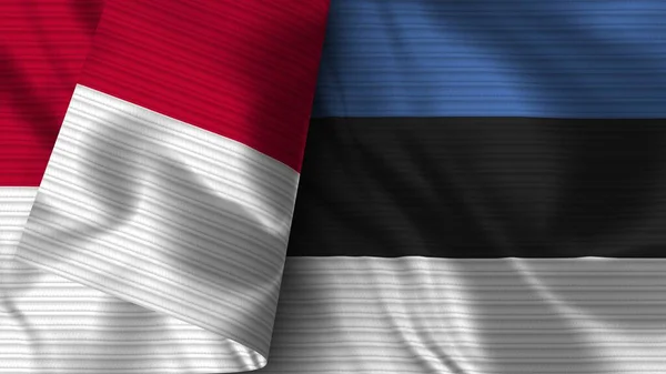 Estonia Indonesia Realistic Flag Fabric Texture Illustration — Stock Photo, Image