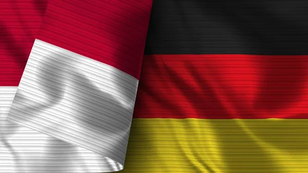 Alemania Indonesia Tela Bandera Realista Textura Ilustración —  Fotos de Stock