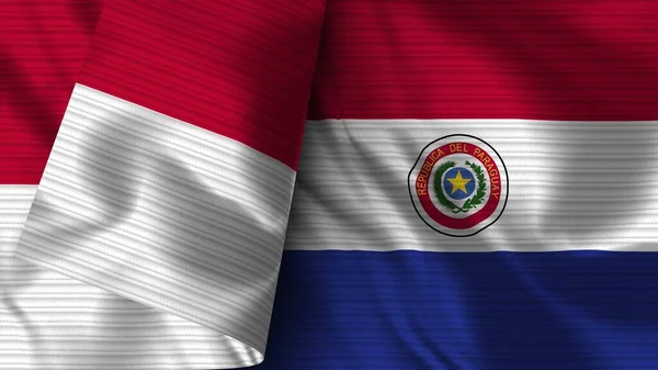 Парагвай Индонезия Реалистичный Флаг Текстура Текстуры Иллюстрация — стоковое фото