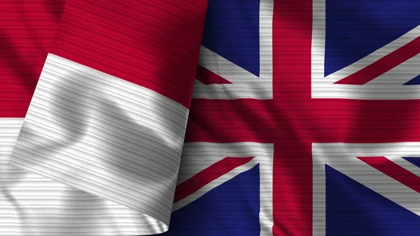 United Kingdom Indonesia Realistic Flag Fabric Texture Illustration — Stock Photo, Image