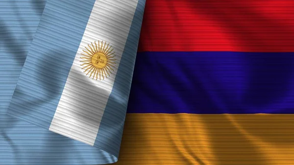 Örményország Argentína Realisztikus Zászló Szövet Textúra Illusztráció — Stock Fotó