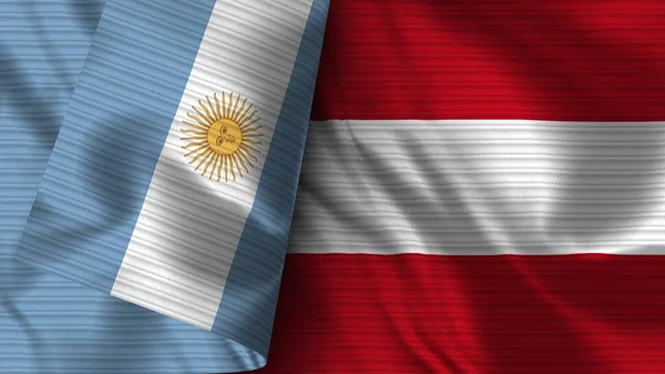 Ausztria Argentína Realisztikus Zászló Szövet Textúra Illusztráció — Stock Fotó