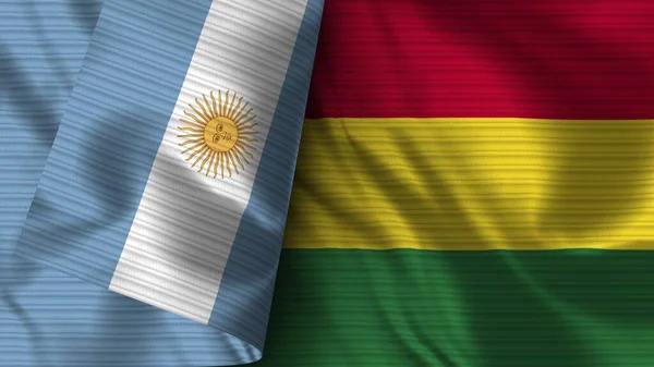 Bolivia Argentina Tela Bandera Realista Textura Ilustración — Foto de Stock