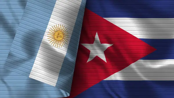 Κούβα Και Αργεντινή Ρεαλιστική Σημαία Ύφασμα Εικονογράφηση — Φωτογραφία Αρχείου