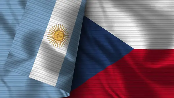 Csehország Argentína Realisztikus Zászló Szövet Textúra Illusztráció — Stock Fotó