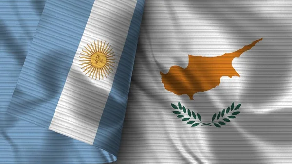 Cyprus Argentinië Realistische Vlag Stof Textuur Illustratie — Stockfoto