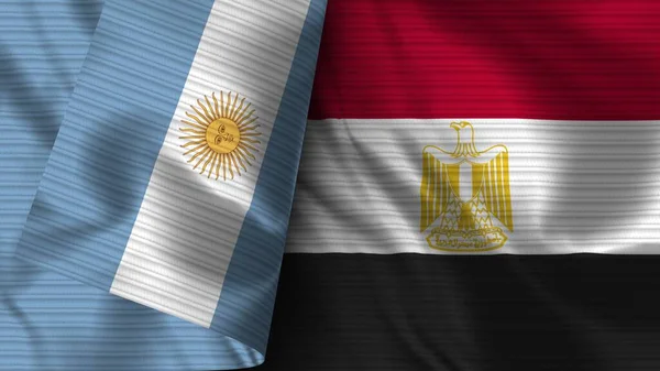 Egyiptom Argentína Realisztikus Zászló Szövet Textúra Illusztráció — Stock Fotó