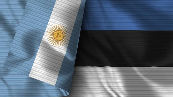 Estonia Argentina Tela Bandera Realista Textura Ilustración — Foto de Stock