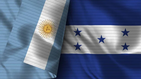 Honduras Argentína Realisztikus Zászló Szövet Textúra Illusztráció — Stock Fotó