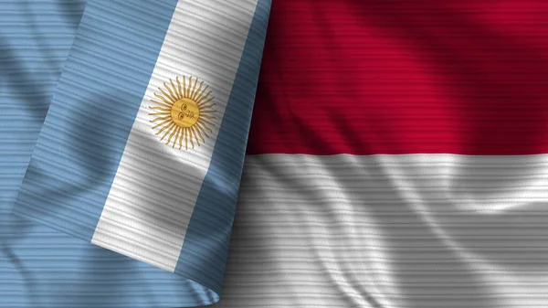 Indonesia Argentina Tela Bandera Realista Textura Ilustración — Foto de Stock