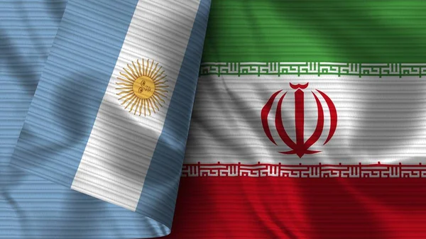 Irán Argentina Tela Bandera Realista Textura Ilustración —  Fotos de Stock