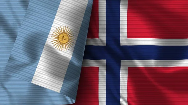 Norvégia Argentína Realisztikus Zászló Szövet Textúra Illusztráció — Stock Fotó