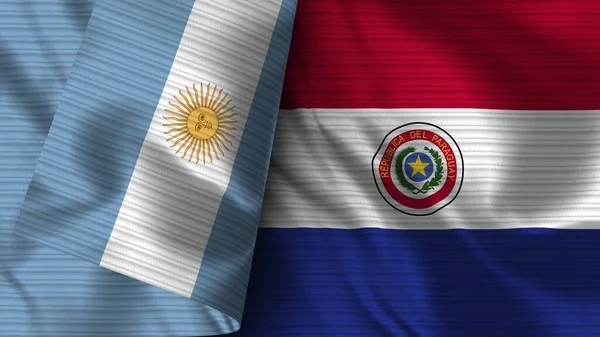 Paraguay Argentina Tela Bandera Realista Textura Ilustración —  Fotos de Stock
