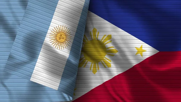 Illustration Texture Tissu Drapeau Réaliste Des Philippines Argentine — Photo