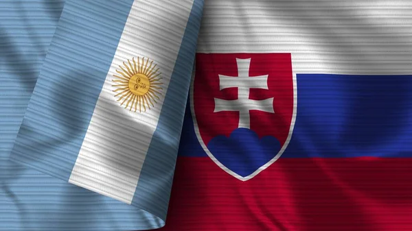 Szlovákia Argentína Realisztikus Zászló Szövet Textúra Illusztráció — Stock Fotó