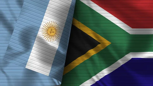 南非和阿根廷的实际国旗面料3D图解 — 图库照片