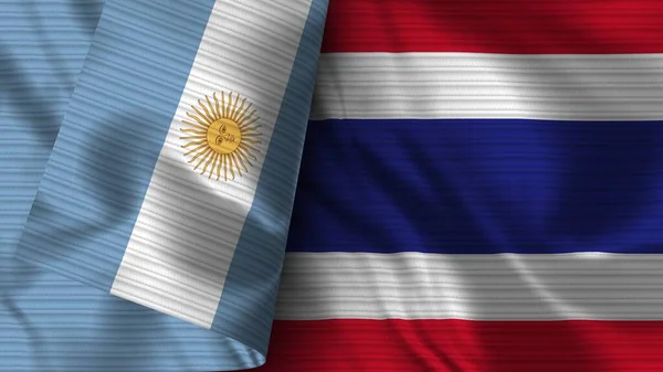 Tailandia Argentina Tela Bandera Realista Textura Ilustración — Foto de Stock