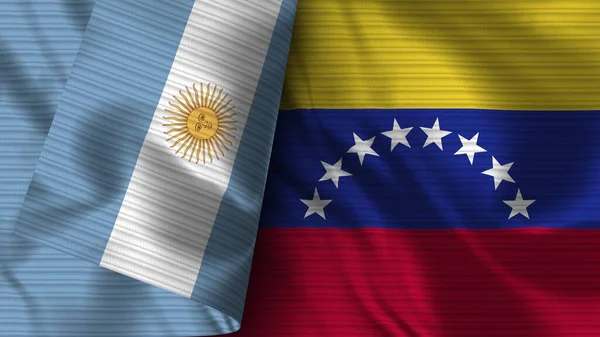 Venezuela Argentina Tela Bandera Realista Textura Ilustración —  Fotos de Stock